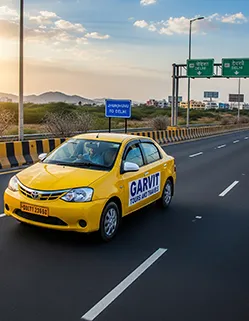 Garvit Tours taxi en route from Jhunjhunu to Delhi through scenic highway
