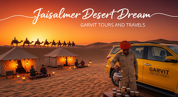 Camel ride on Jaisalmer sand dunes