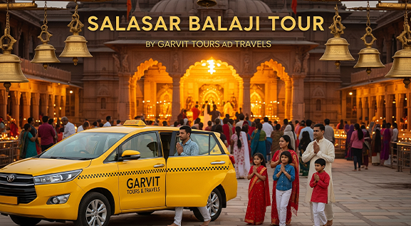 Taxi outside Salasar Balaji Temple